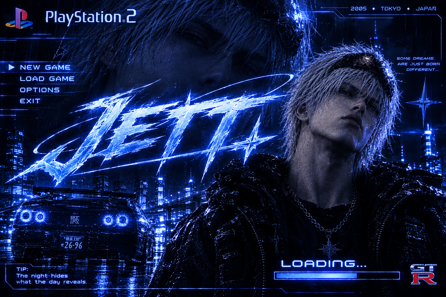 JETT — NEW GAME, LOAD GAME, OPTIONS, EXIT